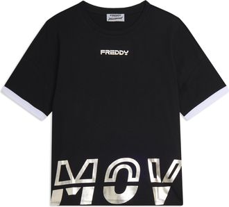 Freddy T-shirt con stampa MOV perlata e dettagli a contrasto