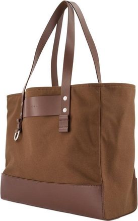 Marni Mens Canvas And Leather-Trimmed Tote Brown Cotton