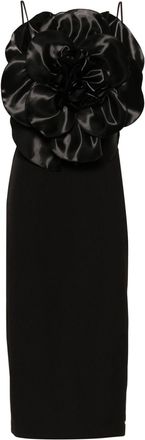 Nissa floral-appliqu&eacute; dress - women - Polyester/Polyester/Elastane/Spandex/Elastane - 36 - Black
