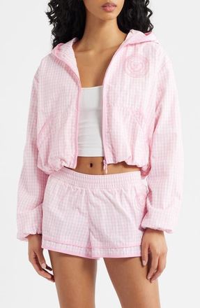LoveShackFancy Kariana Front Zip Hooded Jacket in Tickled Pink at Nordstrom, Size Xx-Small