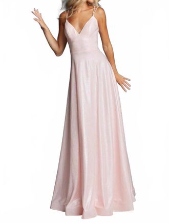 Jovani Lace Up Back Dress In Pink