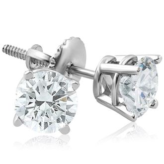 Pompeii3 Screw Back 1ct Diamond Studs 14k White Gold