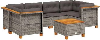 vidaXL Set De Sof&aacute;s De Jard&iacute;n 7 Pzas Con Cojines Rat&aacute;n Sint&eacute;tico Gris Vidaxl