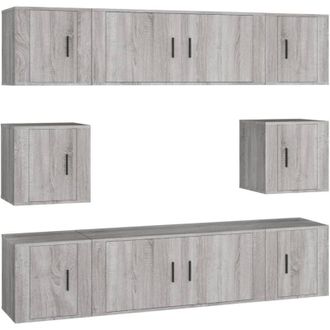 vidaXL Vidaxl - Set De Muebles Para Tv 8 Pzas Madera Contrachapada Gris Sonoma
