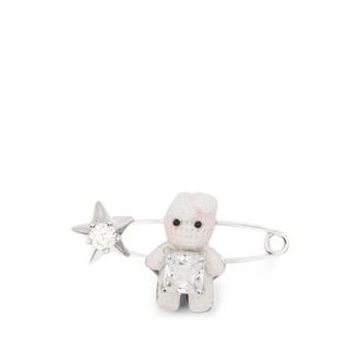 Yvmin Gehaakte broche met kristalversiering - Dames - Broches - Grijs - ONE Size - Accessoires