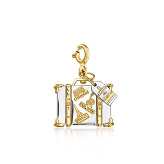 Ross-Simons Sterling Silver and 18kt Gold Over Sterling World Travel Luggage Charm
