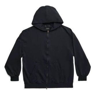 Balenciaga Outside Loop Zip-Up Hoodie Small Fit Black Faded 744454TOVF51055