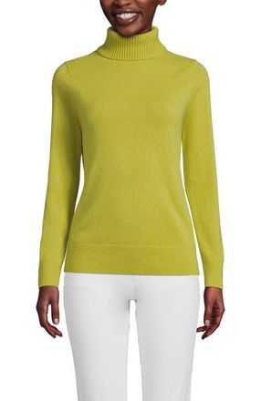 Lands End Cashmere Turtleneck Sweater in Bright Green Moss at Nordstrom, Size X-Small