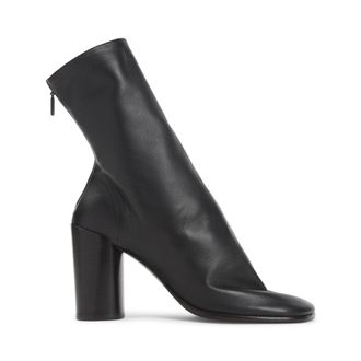 Christophe Lemaire Mid-Calf Black Lamb Leather Boots With Block Heel