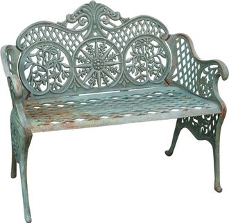 Biscottini International Biscottini - Banco De Jard&iacute;n De Hierro Fundido 110x55x90 Sof&aacute; De Exterior Banco Liberty Con Reposabrazos Silla De 2 Plazas Banco De Hierro
