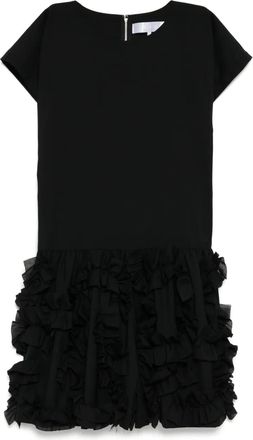 Comme Des Gar&ccedil;ons ruffled-detail dress - women - Polyester/Wool - M - Black