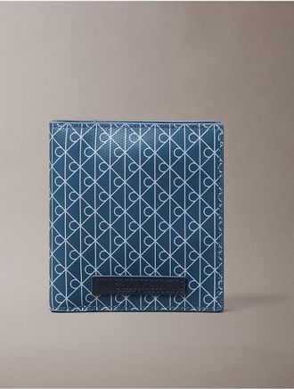 Calvin Klein Mens Emblem Bifold Wallet - Blue