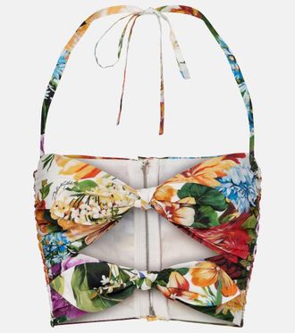 Dolce & Gabbana Cutout floral cotton crop top