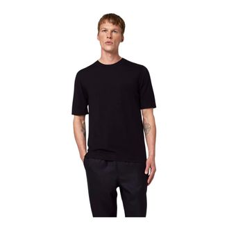 Alpha Studio T-Shirts, male, Black, Size: L T-Shirt M/M Merino Superfine