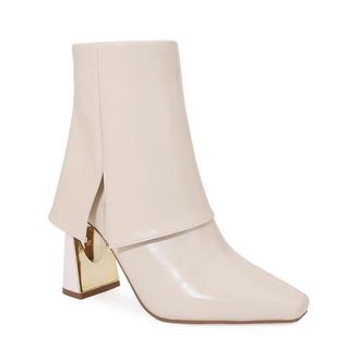 Ninety Union Folded Calf Metal Heel Bootie in Ivory at Nordstrom, Size 12