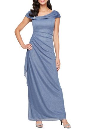 Alex Evenings Embellished L-Neck Gown in Dusty Blue at Nordstrom, Size 10