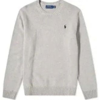 Ralph Lauren Truien & Vesten, Heren, Grijs, XL, Katoen, Trui met fijne ronde hals