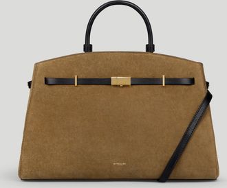 DeMellier The Hudson in Tobacco Suede & Black Smooth Leather Tote & Work bag