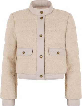 Moncler Blandy Short Down Jacket - Dames - Gewatteerde jassen - Beige - L - Wol - Jassen