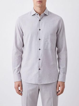 Ziggy Chen Camicia slim fit in cotone con effetto usurato
