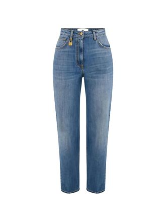 Elisabetta Franchi padlock balloon jeans - women - Cotton - 26 - Blue