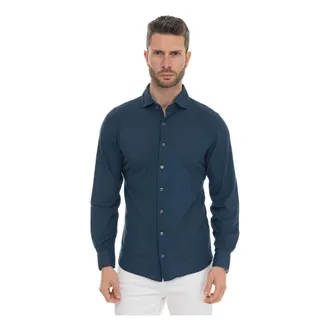 Gran Sasso Casual Shirts, male, Blue, Size: 2XL French Neck Piqu&eacute; Shirt