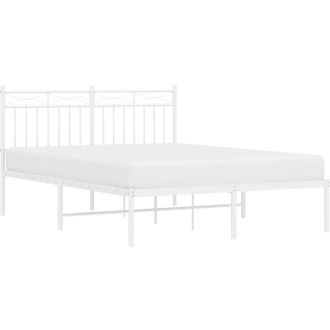 vidaXL Estructura Cama Sin Colch&oacute;n Con Cabecero Metal Blanco 135x190cm Vidaxl