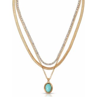 Ettika Crystal Halo Multistrand Necklace in Turquoise/Gold at Nordstrom