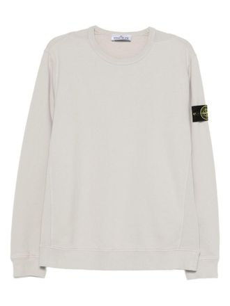 Stone Island Logo Cotton Crewneck Sweatshirt