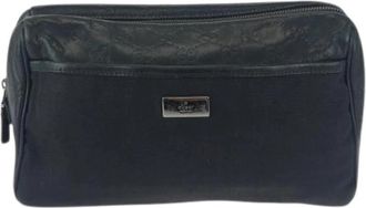 Gucci Pre-owned Guccissima Leren Canvas Clutch - Heren - Vintage Clutch - Zwart - ONE Size - Leer - Vintage