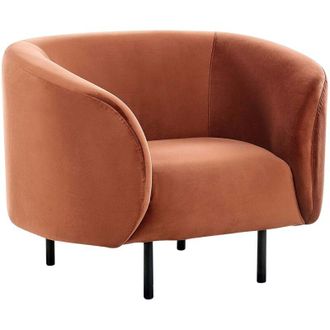 Beliani Poltrona morbida in poliestere arancione con gambe nere Loen
