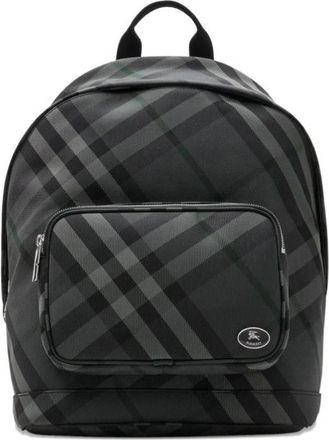 Burberry Check Grid Backpack In Charcoal