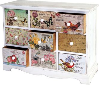 Hhg Hhg - Nunca Usado] C&oacute;moda Venlo, Aspecto Shabby, Vintage, 9 Cajones 60x79x30cm