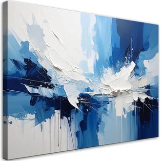 Feeby Cuadro Sobre Lienzo Abstracci&oacute;n Azul Con Reflejos De Luz Din&aacute;micos 100x70