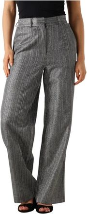 Y.A.S Wijde Glitter Broek - Dames - Wijde Broeken - Grijs - XS - Polyester - Broeken