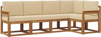 vidaXL Conjunto De Sof&aacute;s De Exterior 5 Uds. Natural Y Beige Vidaxl