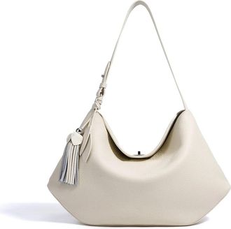 Generic Compatible For Grain Leather Spacious Tote Bag Underarm Single Shoulder Crossbody Women Shopping Hobo Handbag(Beige)