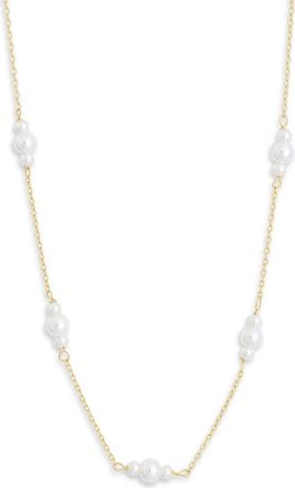 Nordstrom Rack Demi Fine Faux Pearl Station Chain Necklace in Clear- Gold at Nordstrom Rack