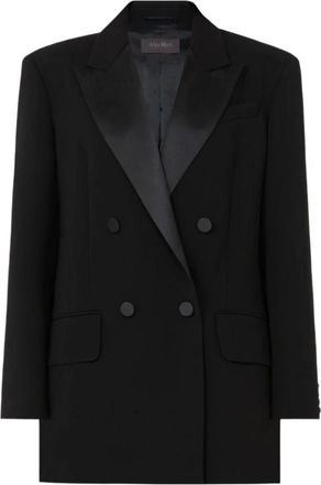 Max Mara Lichtgewicht Double-breasted Cady Blazer - Dames - Jassen - Zwart - Maat: 2XS Zijde