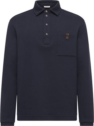 Moncler Moncler Cotton Long Sleeve Polo Shirt, Men, Blue, Size: Xxl