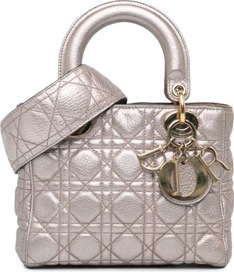 Dior Pre-owned Womens Lady Top Handle Quilted Bag - Silver Leather - One Size