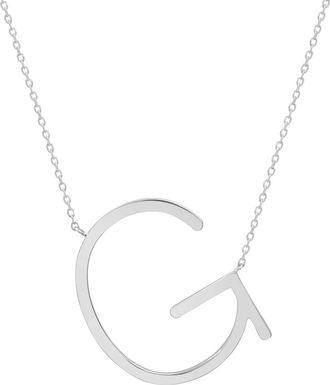 MAX + STONE Sterling Silver Large Sideways Block Initial Letter Necklace