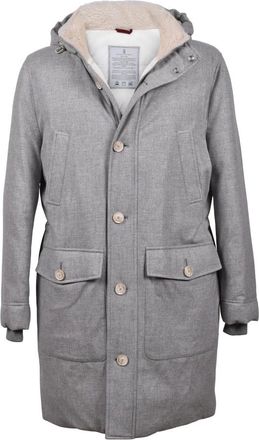 Brunello Cucinelli Heren, Mantels, Grijs, Maat: M Leer