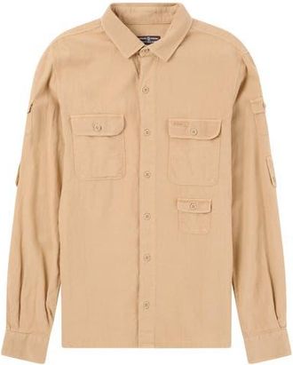 Amundsen & Scott Travellers Linen Shirt Mens in Khaki at Nordstrom, Size Xx-Large