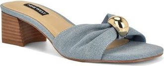 Nine West Gerry Block Heel Sandal in Dark Blue at Nordstrom, Size 6.5