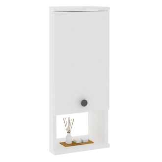 Dmora Armario Colgante Tarano, 2 Estantes, 1 Puerta, 3 Compartimentos, 30x71h Cm Blanco