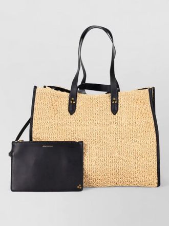 Jerome Dreyfuss leon raffia large beach bag contrast trim
