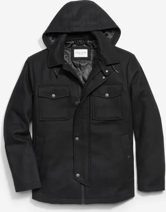 Cole Haan Mens Wool Twill Field Jacket - Black Size Medium