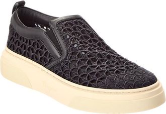 Ferragamo Cassina Leather-Trim Sneaker