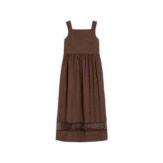 Max Mara Midi Dresses, female, Brown, Size: 2XS Wkdgola Cotton-poplin Sleeveless Dress
